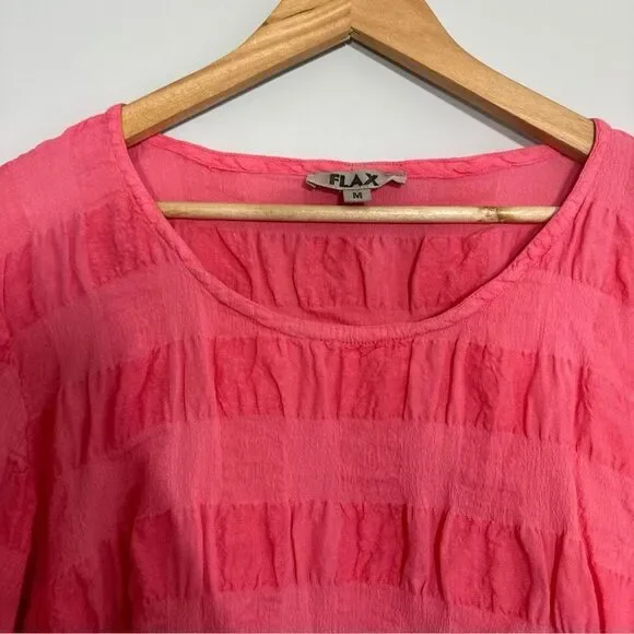 Flax Womens Textured Ruffle Linen Cotton Tunic Top Size Medium - Picture 2 of 8